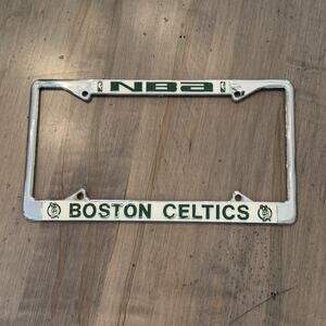 Vintage Boston Celtics License Plate Holder NBA Basketball Cast Aluminum Green